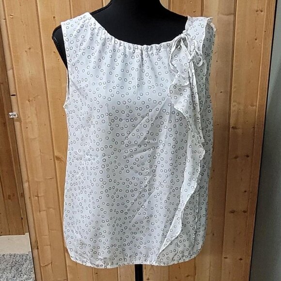 Ann Taylor Tops - Ann Taylor Loft Medium White with circles blouse